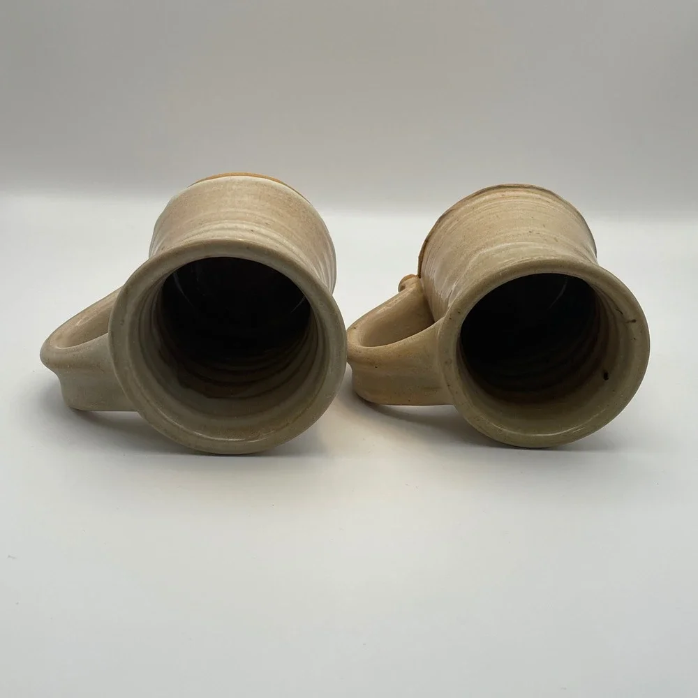 Paradox Pottery Handmade Ceramic Pitcher and Mugs Set Rustic Beige Glaze Pottery